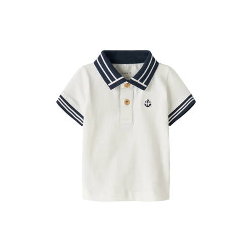 NAME IT BABY polo wit gebreid Jongens Stretchkatoen Polokraag Meerkleurig - maat 56 afbeelding