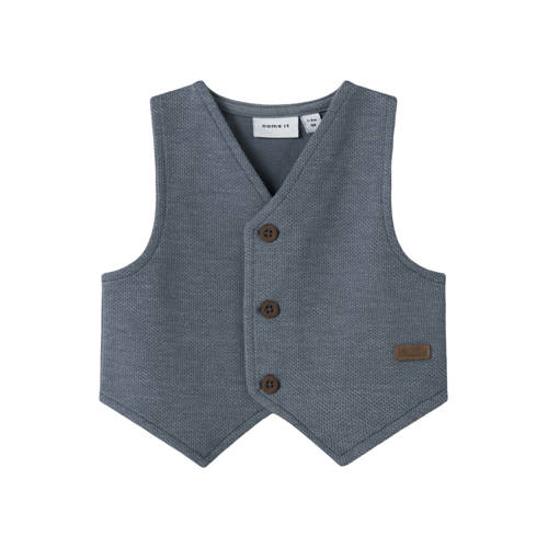 NAME IT BABY gilet blauw Jongens Polyester V-hals Effen - maat 62 afbeelding