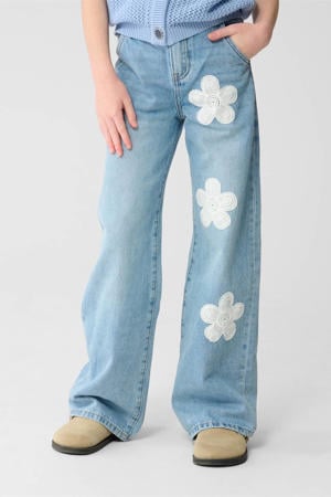 high waist wide leg jeans medium blue denim