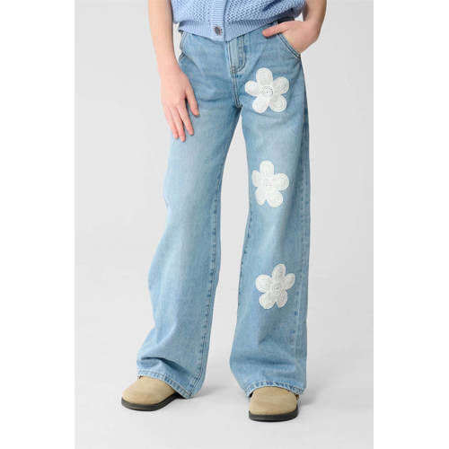 Shoeby high waist wide leg jeans medium blue denim Blauw All over print - maat 134 afbeelding