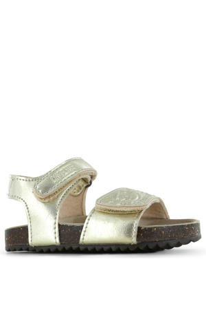 leren sandalen goud