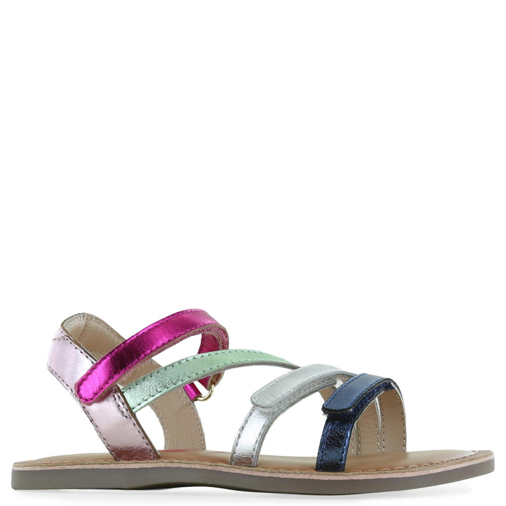 Klei en zwarte meisjes Shoesme leren sandalen meerkleurig met klittenband