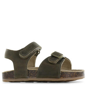leren sandalen kaki