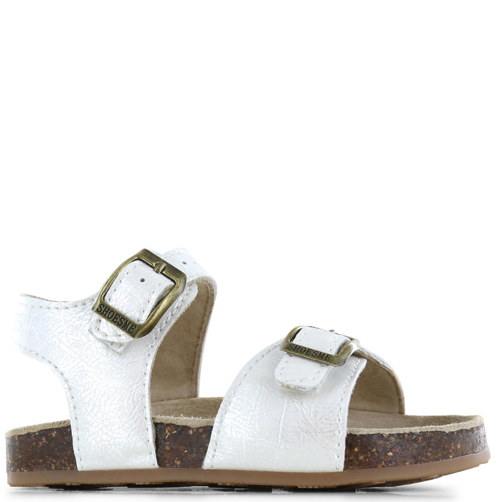 Witte meisjes Shoesme leren sandalen met gesp