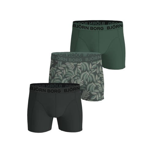Björn Borg boxershort - set van 3 groen Jongens Stretchkatoen Blad - maat 122-128 afbeelding