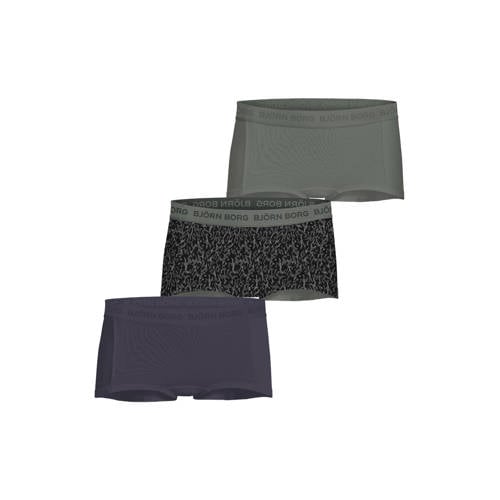 Björn Borg short - set van 3 groen / antraciet Slip Meisjes Stretchkatoen - maat 158-164 afbeelding