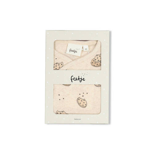Feetje geschenkset boxpak + muts cookies ecru Jongens/Meisjes Stretchkatoen Ronde hals