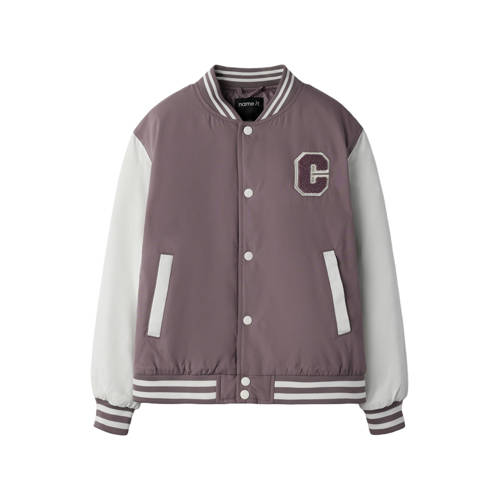 NAME IT KIDS bomberjack Jas Paars Meisjes Polyester Ronde hals Meerkleurig - maat 158 afbeelding