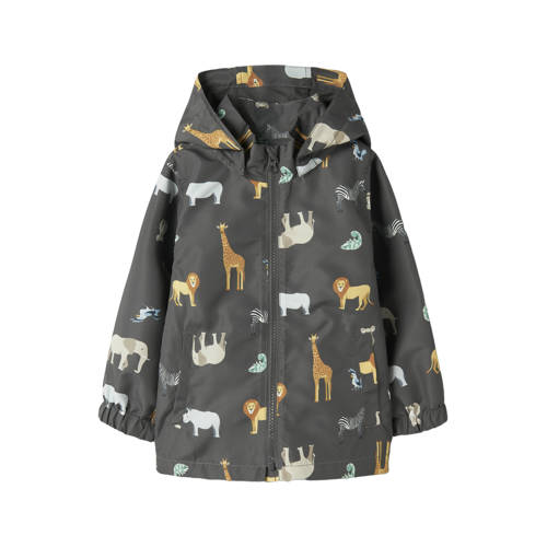 NAME IT MINI tussenjas zwart Jongens Polyester Capuchon All over print - maat 98 afbeelding