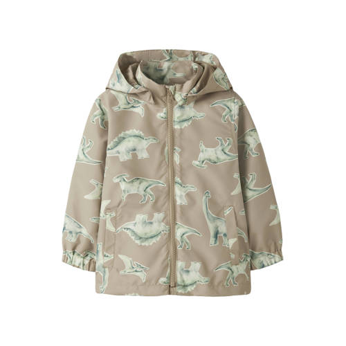 NAME IT MINI tussenjas lichtbruin Jongens Polyester Capuchon All over print - maat 122 afbeelding
