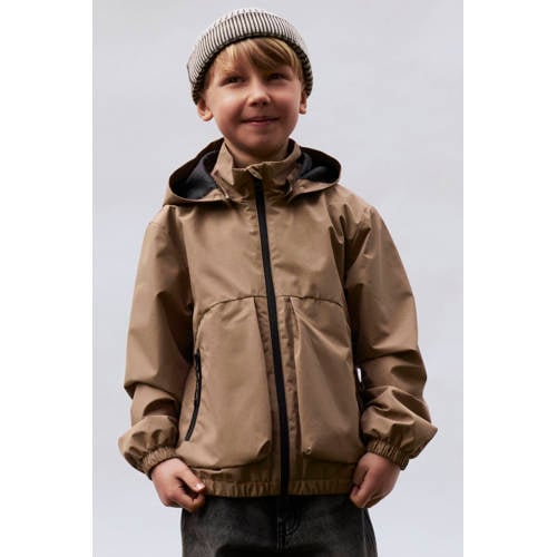 NAME IT KIDS zomerjas lichtbruin Jongens Polyester Capuchon Effen