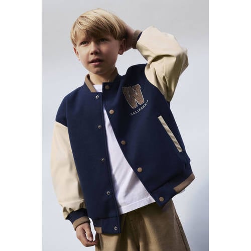NAME IT KIDS bomberjack donkerblauw Jas Jongens Polyester Ronde hals