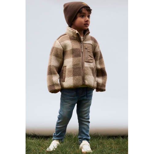 NAME IT MINI teddy jas bruin Ruit - maat 104 | Jas van NAME IT afbeelding