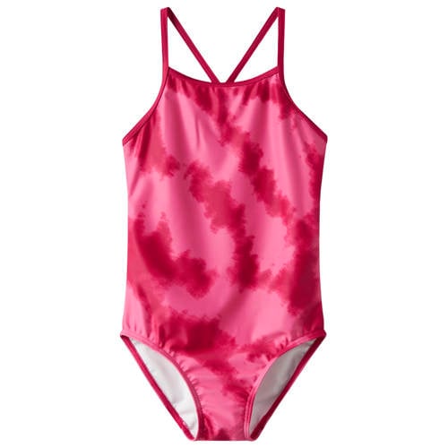 NAME IT KIDS badpak met tie-dye print roze Meisjes Polyester Tie-dye