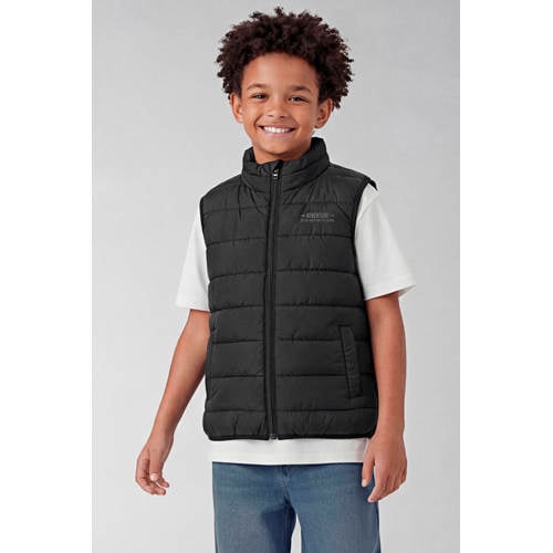 NAME IT KIDS bodywarmer zwart Jongens Polyester Opstaande kraag Effen