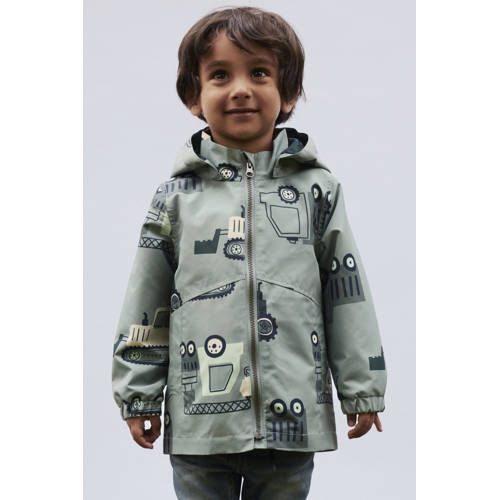 NAME IT MINI tussenjas lichtgroen Jongens Polyester Capuchon All over print - maat 92 afbeelding