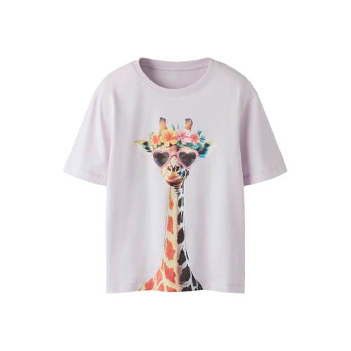 NAME IT KIDS T-shirt lila Paars Meisjes Katoen Ronde hals Printopdruk - maat 146/152 afbeelding