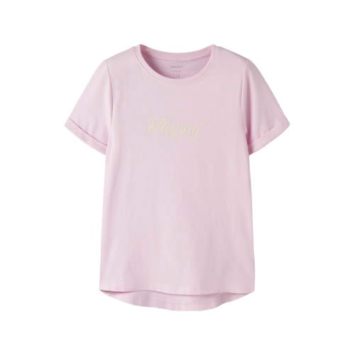 NAME IT KIDS T-shirt lichtroze Meisjes Stretchkatoen Ronde hals Tekst - maat 158/164 afbeelding