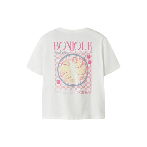 NAME IT KIDS T-shirt met backprint wit Meisjes Stretchkatoen Ronde hals - maat 122/128 afbeelding