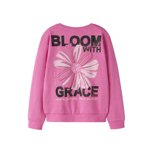 NAME IT KIDS sweater met backprint roze Meisjes Katoen Ronde hals Backprint - maat 122/128 afbeelding