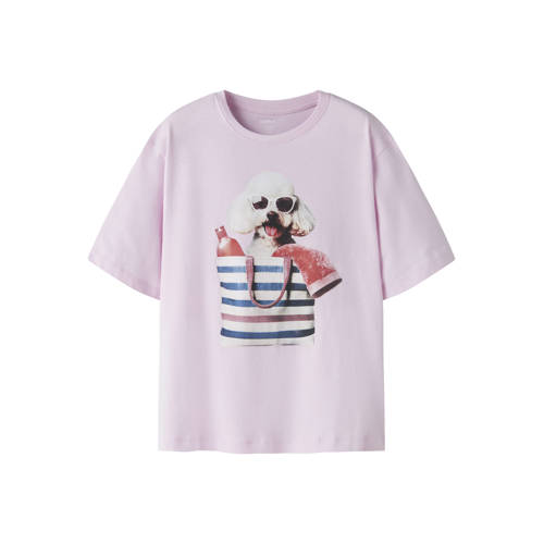 NAME IT KIDS T-shirt lichtroze Meisjes Katoen Ronde hals Printopdruk - maat 122/128 afbeelding
