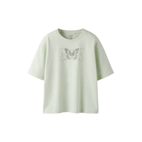 NAME IT KIDS T-shirt lichtgroen Meisjes Katoen Ronde hals - maat 134/140 afbeelding