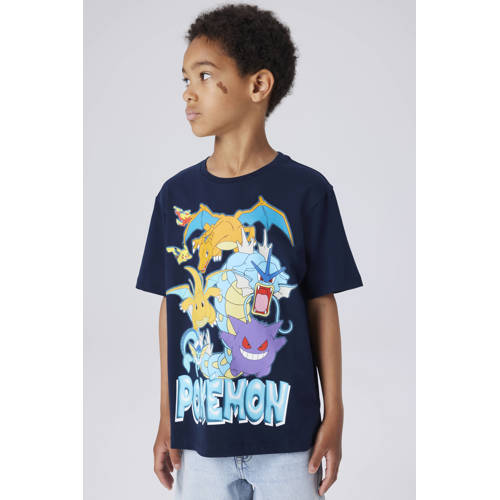 NAME IT KIDS Pokemon T-shirt donkerblauw Jongens Stretchkatoen Ronde hals - maat 146/152 afbeelding