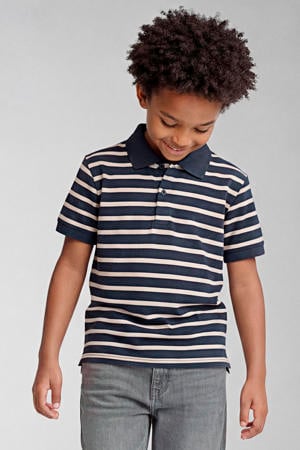 gestreepte polo donkerblauw/wit