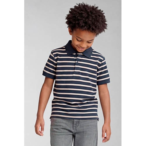 NAME IT KIDS gestreepte polo donkerblauw/wit Jongens Stretchkatoen Polokraag - maat 122/128 afbeelding