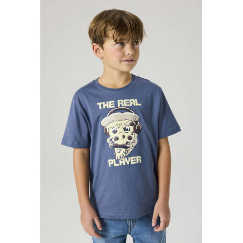 NAME IT KIDS T-shirt blauw Jongens Katoen Ronde hals Printopdruk - maat 146/152 afbeelding