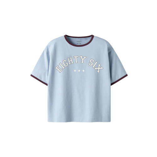 NAME IT KIDS T-shirt lichtblauw Jongens Katoen Ronde hals Tekst - maat 146/152 afbeelding