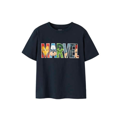 NAME IT KIDS Marvel T-shirt met backprint donkerblauw Jongens Stretchkatoen Ronde hals - maat 158/164 afbeelding