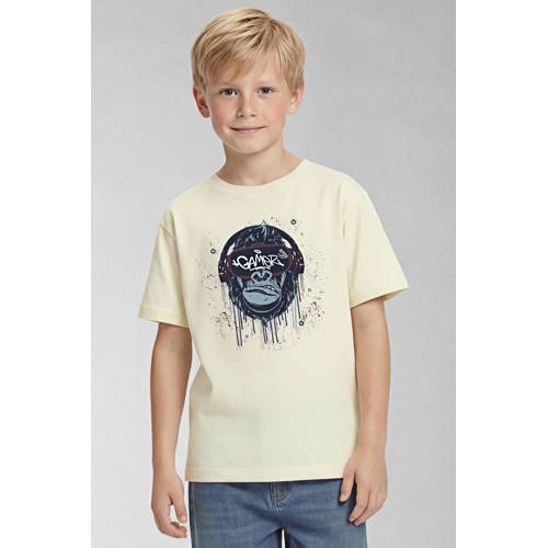 NAME IT KIDS T-shirt lichtgeel Jongens Katoen Ronde hals Printopdruk - maat 116 afbeelding
