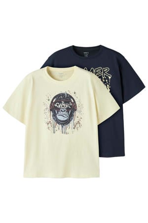 T-shirt - donkerblauw (set van 2)