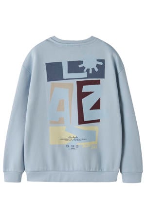 sweater met backprint lichtblauw