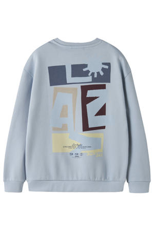 sweater met backprint lichtblauw