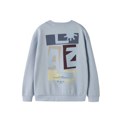 NAME IT KIDS sweater met backprint lichtblauw Backprint - maat 134/140 afbeelding