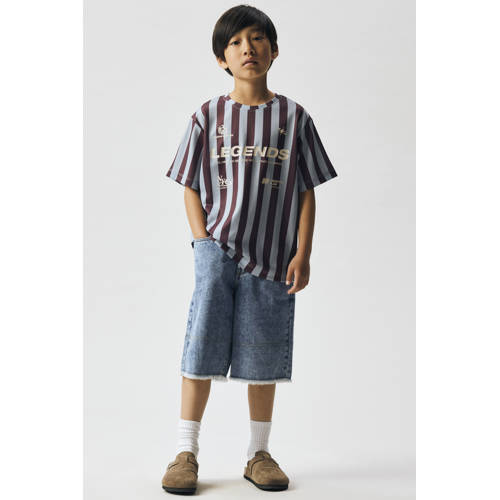 NAME IT KIDS gestreepte T-shirt paars Jongens Polyester Ronde hals Streep - maat 158/164 afbeelding