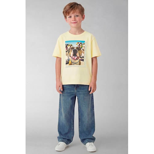 NAME IT KIDS T-shirt lichtgeel Jongens Katoen Ronde hals Printopdruk - maat 122/128 afbeelding