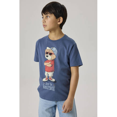 NAME IT KIDS T-shirt blauw Jongens Katoen Ronde hals Printopdruk - maat 158/164 afbeelding