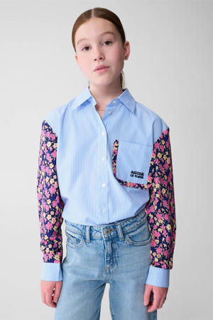 gebloemde blouse blauw
