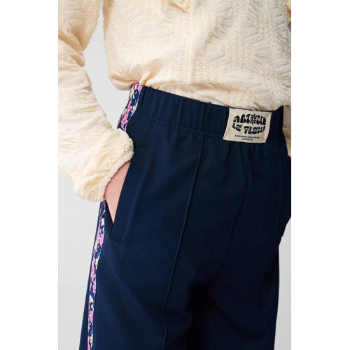 Shoeby wide leg gebloemde casual broek donkerblauw Meisjes Polyester Bloemen - maat 146/152 afbeelding