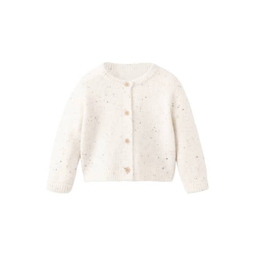Mango Kids vest ecru fijn gebreid Meisjes Polyester Ronde hals Gemêleerd