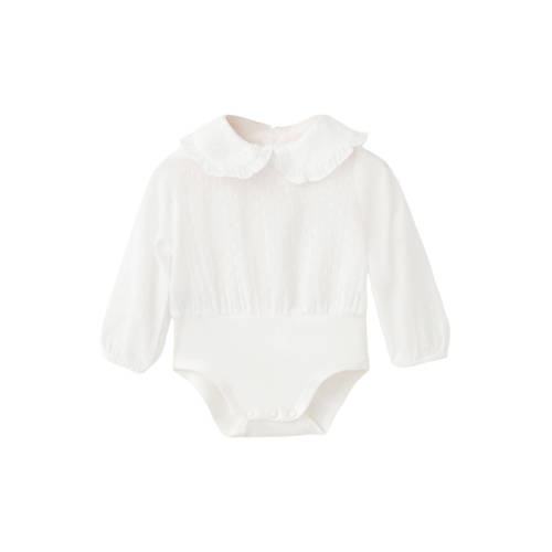 Mango Kids blousetop wit Meisjes Katoen Peter Pan-kraag Effen - maat 62 afbeelding