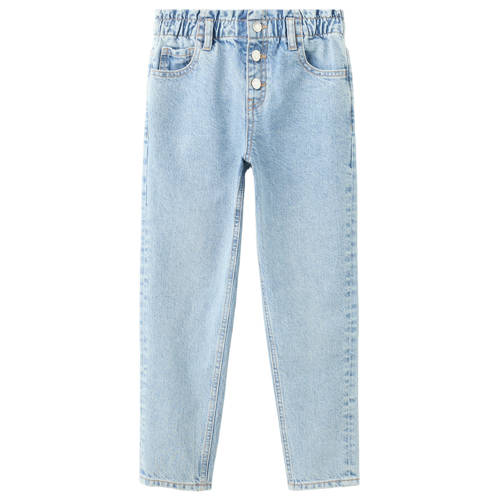 Mango Kids barrel jeans Blauw Meisjes Denim Effen - maat 140 afbeelding