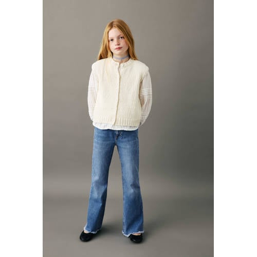 Mango Kids flared jeans medium blue denim Blauw Effen - maat 164 afbeelding