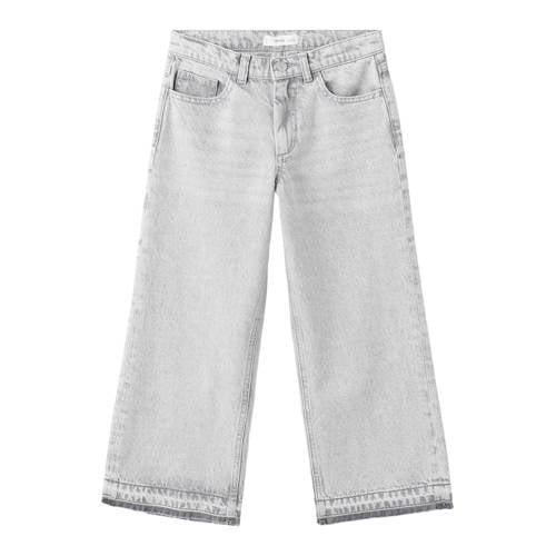 Mango Kids wide leg jeans grey denim Grijs Effen - maat 134 afbeelding