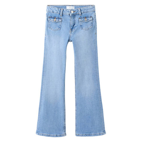 Mango Kids flared jeans light blue denim Blauw Effen - maat 128 afbeelding