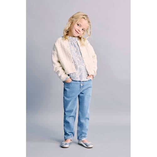 Mango Kids barrel jeans medium blue denim Blauw Effen