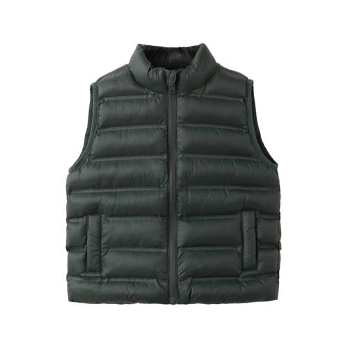 Mango Kids bomberjack donkergroen Bodywarmer Jongens Polyamide Opstaande kraag - maat 86 afbeelding